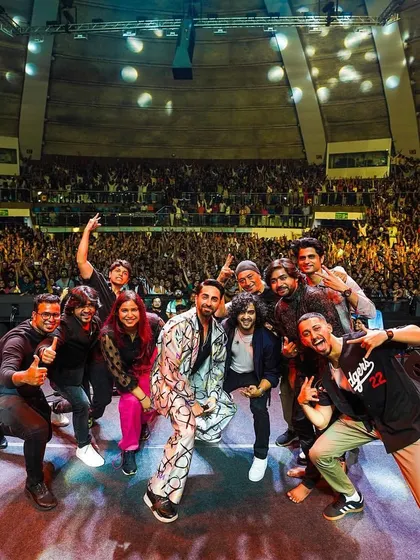 The whole team after a successful show in Delhi. Being part of a professional live band like 'Ayushmann Bhava' is all about collaboration and creating an unforgettable experience for the audience.
