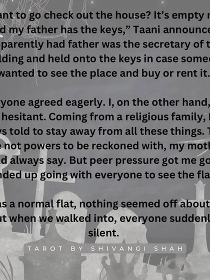 A story of a house party where a group visits the apartment of a boy who had hung himself, leading to nightmares and a lingering spiritual presence.