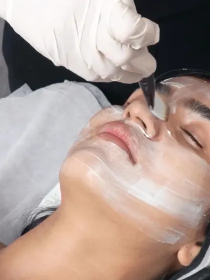 A close-up of a deep cleansing facial treatment. I focus on targeting problem areas with precision to ensure your skin feels refreshed and thoroughly clean.