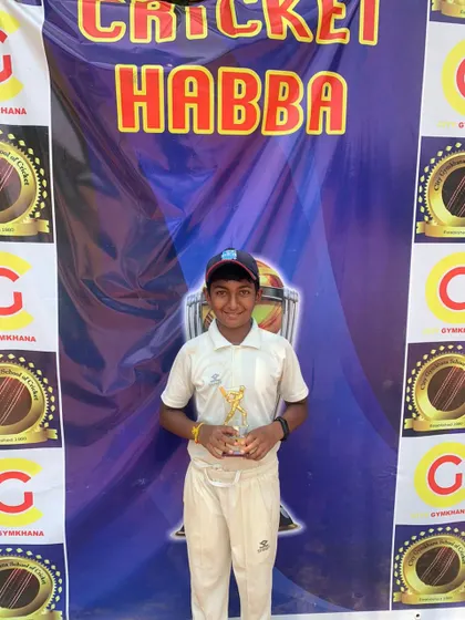 Krithik Naveen awarded Player of the Match for his performance in the Cricket Habba Tournament.
