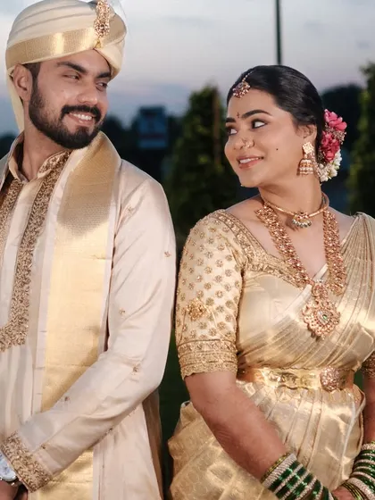A happy, candid moment. The makeup is designed to look beautiful in all lighting, from formal portraits to candid shots.