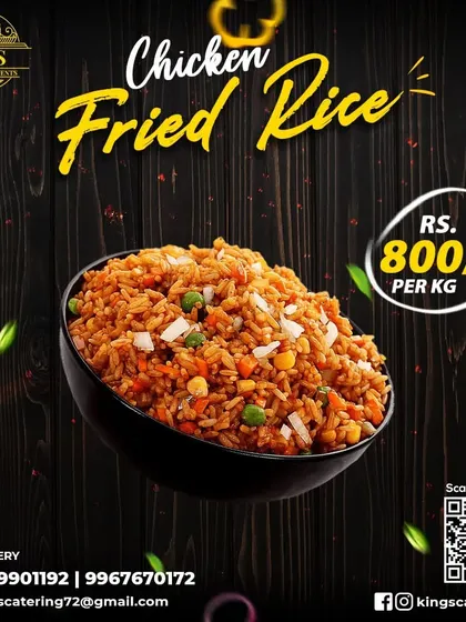 A poster for our Chicken Fried Rice. It's a versatile dish that's perfect as a main course or as a side for your Chinese-themed party menu.