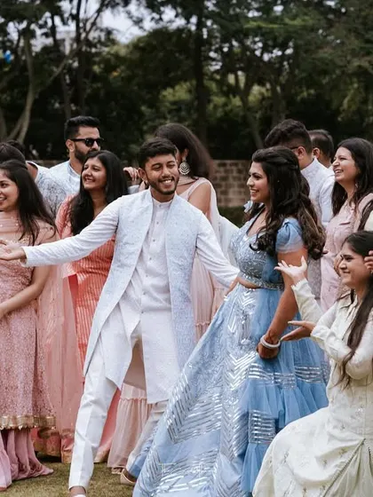 A snapshot from our own engagement entry. We wanted to create a fun, inclusive moment with all our cousins and friends, and we bring that same personal experience to your events.