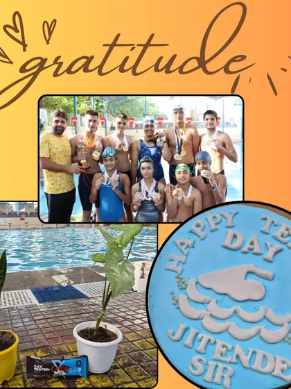 Gratitude for my swim family. This collage of Teacher's Day gifts and happy swimmers captures the supportive and caring community we have built.