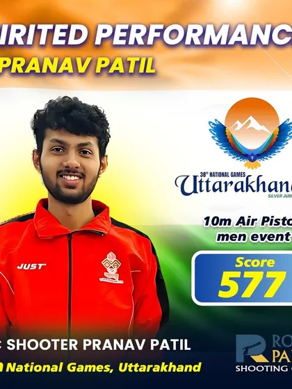 A spirited effort by our shooter Pranav Patil at the 38th National Games, where he narrowly missed the finals by one point. We are proud of his performance and optimistic about his bright future in the 10m Air Pistol event.