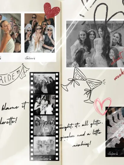 The bachelorette party is where the best stories begin! This custom scrapbook-style layout shows how my photo strips can capture all the fun, glitter, and mischief of a night with the bride tribe.