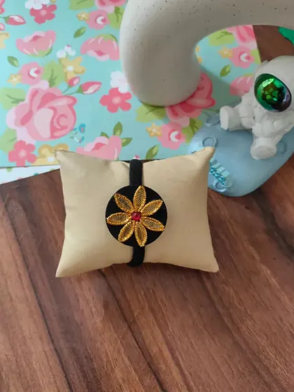 My collection of decorative elastic hair bands. Each one features a unique handmade centerpiece, including gotapatti, Kundan work, zardozi, and bead embroidery.