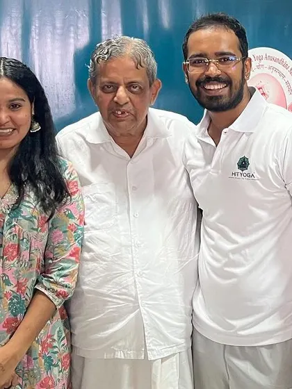 With my Guruji, Dr. H R Nagendra. His wisdom and presence are a constant source of inspiration for me and my students.