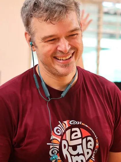 A smile in the middle of a tough class. The joy and laughter we share in the studio are just as important as the technique we learn.