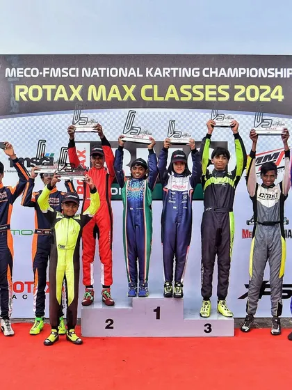 The full podium of winners from Round 1 of the 2024 National Karting Championship, a proud moment for all teams and drivers.