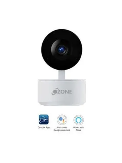 The Ozone Smart PTZ (Pan-Tilt-Zoom) camera offers flexible installation and full control. It connects to your mobile device and can be placed on a table or mounted on a wall or ceiling for a complete 360-degree view of the room.