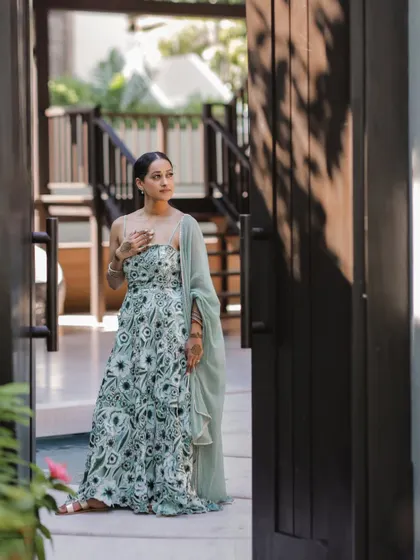 A beautiful shot of the bride at her resort in Thailand.