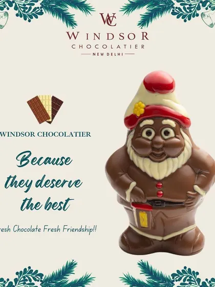 This charming chocolate gnome, complete with a lantern and festive hat, is a whimsical addition to my Christmas novelty collection.