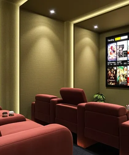 A duplicate of 233, this rendering provides another look at a warm and inviting theater concept.