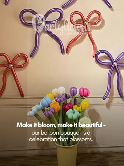 Make it bloom, make it beautiful. This colorful balloon flower bouquet is a celebration that blossoms, perfect for any occasion that calls for a pop of cheer.