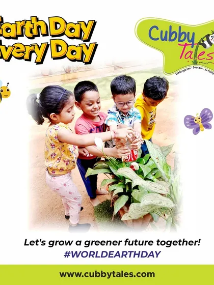 We teach our children to care for the planet from a young age. On Earth Day, they learned about the importance of nature by watering the plants in our garden.