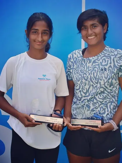 Congratulations to Mahika and Niyati for winning the National Doubles title for Girls Under 16 at Fenesta Nationals. Their teamwork and skill were on full display.