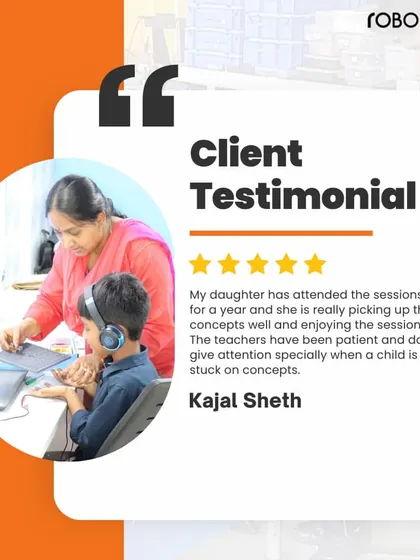 Kajal Sheth shares that her daughter has been with us for a year and is enjoying the sessions while picking up concepts well. She highlights the patience and attention our teachers provide.