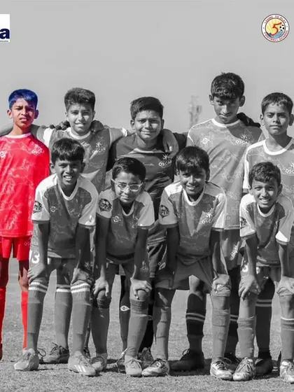 The OSCAR Foundation team photo, with our player Swarit Satpute highlighted, celebrating their qualification for the AIFF Youth League National Round.