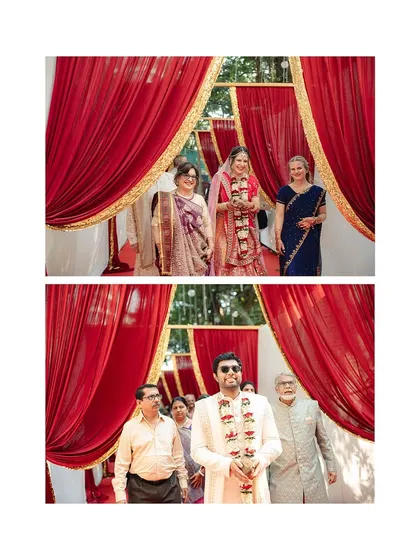 The bride and groom making their separate entrances, a beautiful symmetry that marks the beginning of their union.