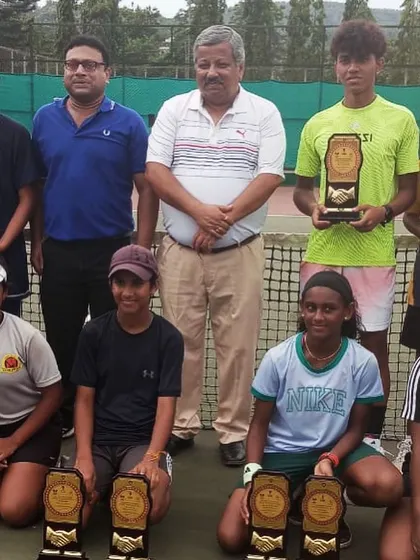 A group photo of all the winners and officials at the U-14 Super Series in Guwahati.
