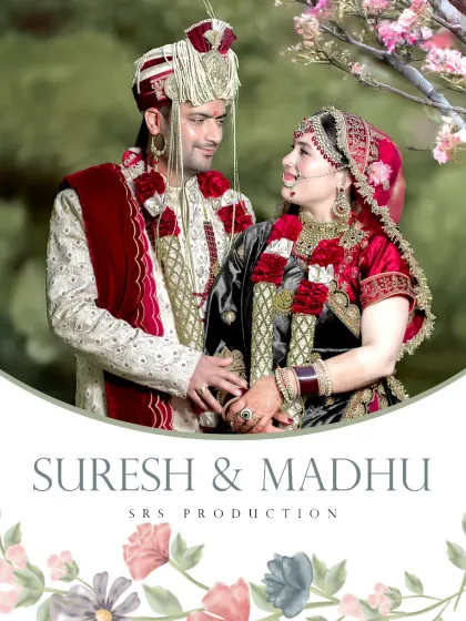 A beautifully designed wedding graphic featuring a romantic photo of the couple. This is a great way to announce your union or use in your wedding album.
