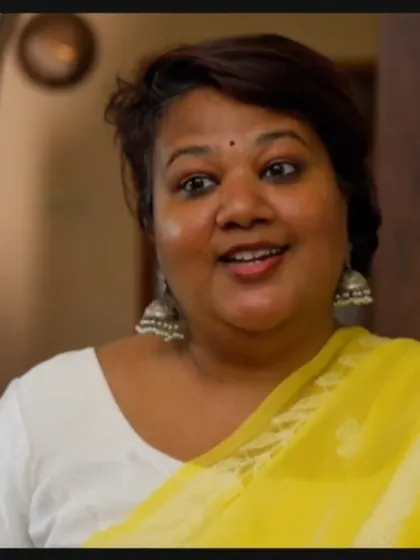 People say my face lights up when I talk about food, and it's true. This shot was taken during the filming of a French documentary on turmeric, a spice so central to our cooking. Food is my passion, and I love sharing its stories.