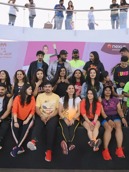 A group photo with all the amazing instructors who came together to make our "Zumba for a Cause" event a grand success.