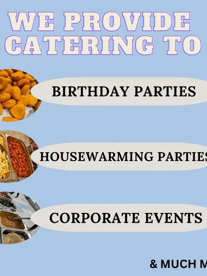 This graphic highlights our expertise in catering for a variety of events, including corporate functions. We ensure every detail is handled professionally.