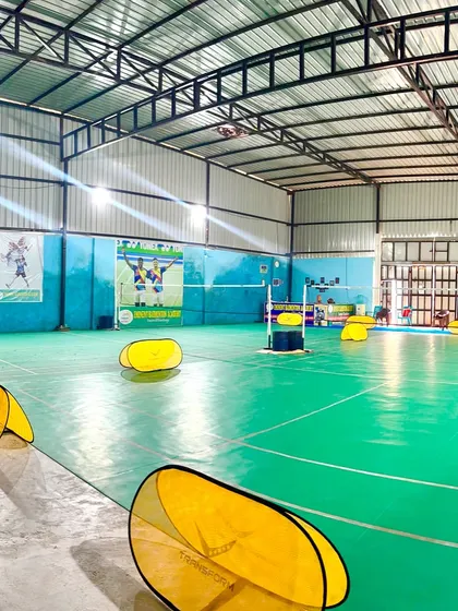 Our courts are set up with agility markers and equipment, ready for a session focused on speed and footwork drills.