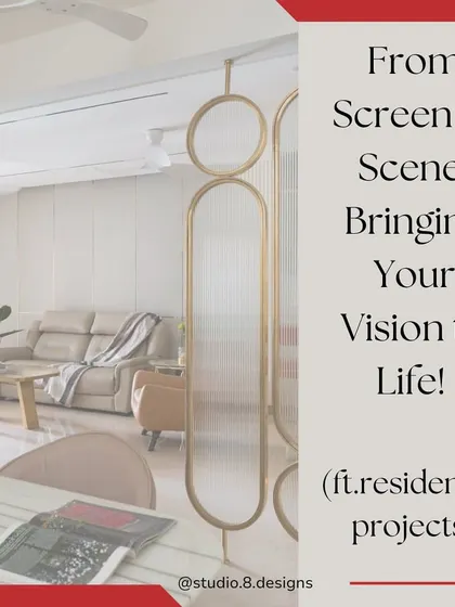 From screen to scene, this image captures the essence of our design-to-reality process, highlighting a finished space with its elegant gold partition.