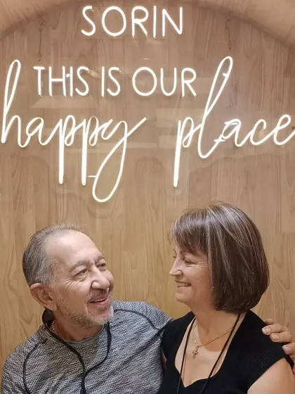 A close-up of a happy couple enjoying the serene atmosphere of the salon. Shared experiences like these are what make my work so rewarding.