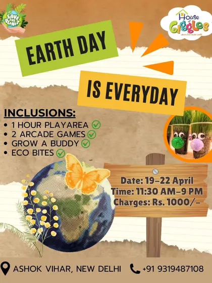 At our Earth Day event, kids learn to love our planet. Activities include playtime, arcade games, and a "Grow a Buddy" planting craft to take home.