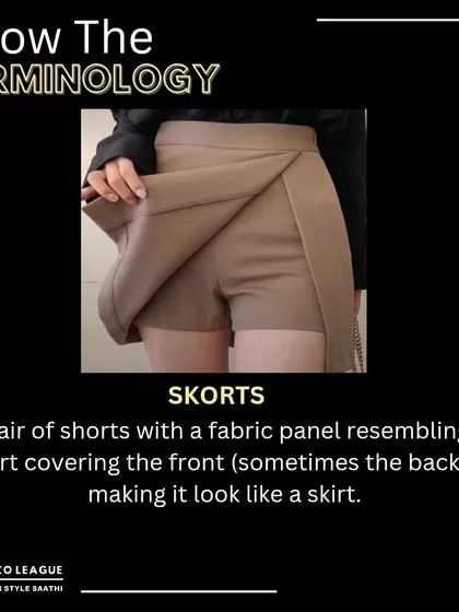 Know Your Terminology: Skorts. A brilliant hybrid of a skirt and shorts, skorts give you the stylish look of a skirt with the comfort and freedom of movement of shorts.