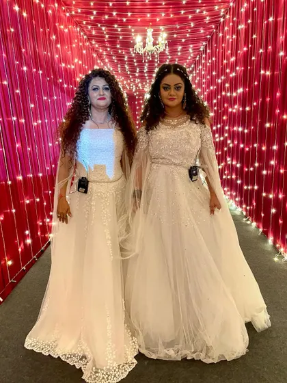 Posing backstage before our performance on the second night. The fairy-light tunnel created such a magical entrance for us.