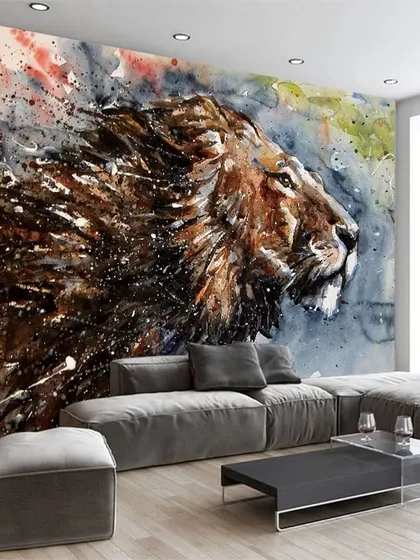 A duplicate of media 144, this lion mural concept is a great choice for a bold and expressive feature wall.