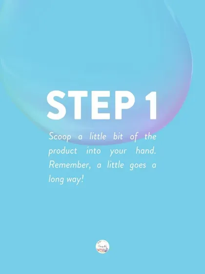 How to use my whipped soaps: Step 1. Just scoop a little bit into your hand. A little goes a very long way!