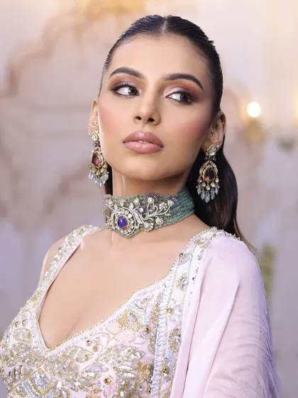 A blushing bride-to-be. This signature engagement look features soft glam makeup with radiant skin and a perfect bridal blush.