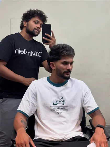 Another shot of Nitish Kumar Reddy's haircut.
