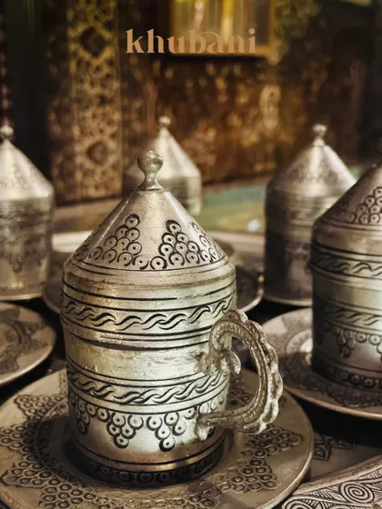 At Khubani, every detail is steeped in heritage. These hand-carved silver Turkish coffee cups are a celebration of craftsmanship, culture, and slow living.