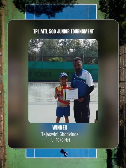 Congratulations to Tejaswini Godvinde for her victory in the girls U-10 singles at the TPL MTL 500 Junior tournament. Her hard work and dedication are truly inspiring.