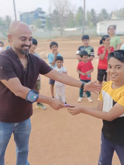 A big smile from Pruthvi as he receives his 'Player of the Week' award. These small moments of recognition are huge for building a young player's confidence and love for the sport.