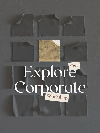 An image promoting my corporate workshop offerings. I curate hands-on art experiences that spark creativity, reduce stress, and build real team connection for companies of any size.
