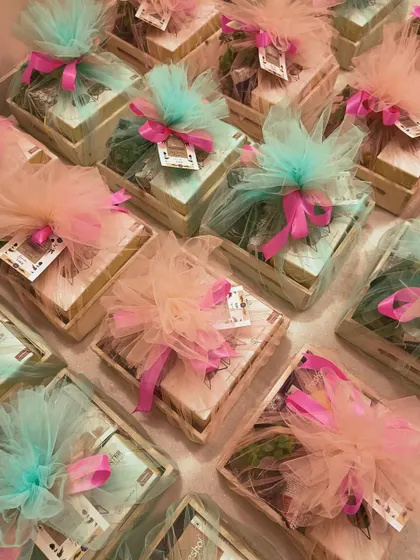 A large order of our Diwali hampers, beautifully wrapped and ready for delivery.