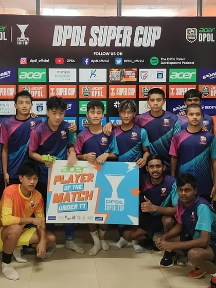 The U17 team celebrating their first win at the DPDL Super Cup.
