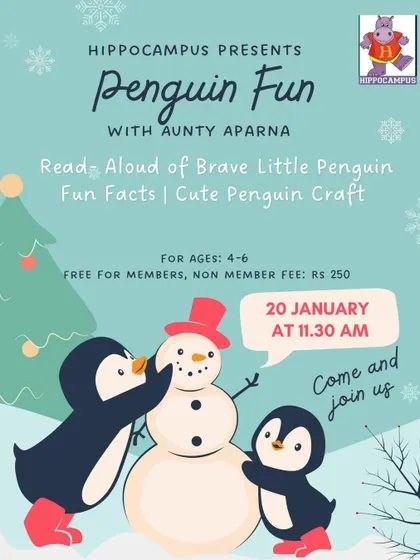 Waddle over for some Penguin Fun! This cozy winter-themed session includes a read-aloud of "Brave Little Penguin," fun facts about these amazing birds, and an adorable penguin craft.