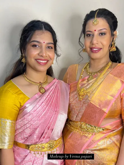 A lovely mother-daughter duo ready for a wedding. I love creating complementary looks for family members.