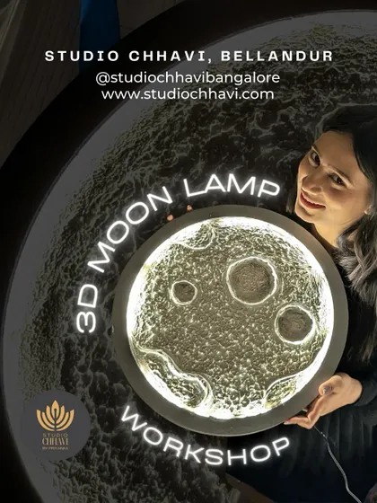 We have a workshop for every artist in you. This poster gives a glimpse of our popular 3D Moon Lamp workshop, a perfect creative escape to rejuvenate and de-stress.