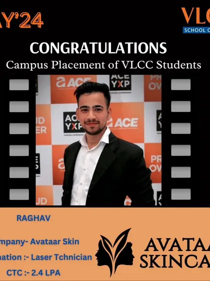 We celebrate Raghav's success in securing a role as a Laser Technician at Avataar Skincare. This placement highlights the demand for the specialized skills our students acquire.