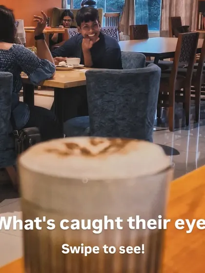 What's caught their eye? It's our head-turning Iced Cappuccino, of course. At our cafe, every sip is a story, and our drinks are designed to be memorable.